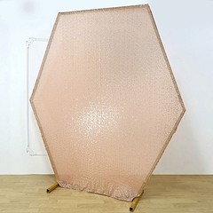 8 ft BLUSH Sparkle Sequin Hexagon Backdrop STAND COVER Party Events Decorations
