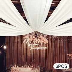 6PCS Beige Ceiling Drapes, Wedding Ceiling Draping, Backdrop Curtains For Party