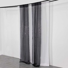 2 BLACK 8ft x 2ft Sequined Backdrop Curtain with Rod Pockets Wedding Decorations