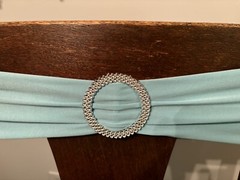 20 Lot Turquoise TEAL Spandex CHAIR Sash SILVER BUCKLE Belt WEDDING PARTY SHOWER