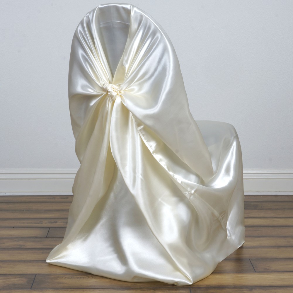 10 IVORY SATIN UNIVERSAL CHAIR COVERS for Wedding Reception Party Decorations