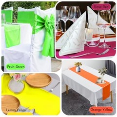 12 Pcs Neon Glow Bright Color Satin Silk Table Runners, Neon A-Bright Color