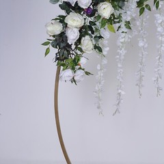 GOLD 7.5 ft Round Metal Wreath Arch Backdrop Stand Wedding Events Decorations