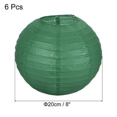 6pcs 8 Inch Folding Hanging Paper Lanterns Medium Lampshade Dark Green