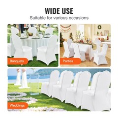Uimoso 150PCS White Stretch Spandex Folding Chair Covers for Wedding PartyDining