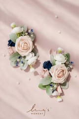 Lings Moments 2 pc Wedding Shoulder Corsages Homecoming Prom Pale Pink and Navy