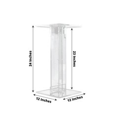 24 in Clear Acrylic Flower Display STAND Square Top and Base Party Decorations