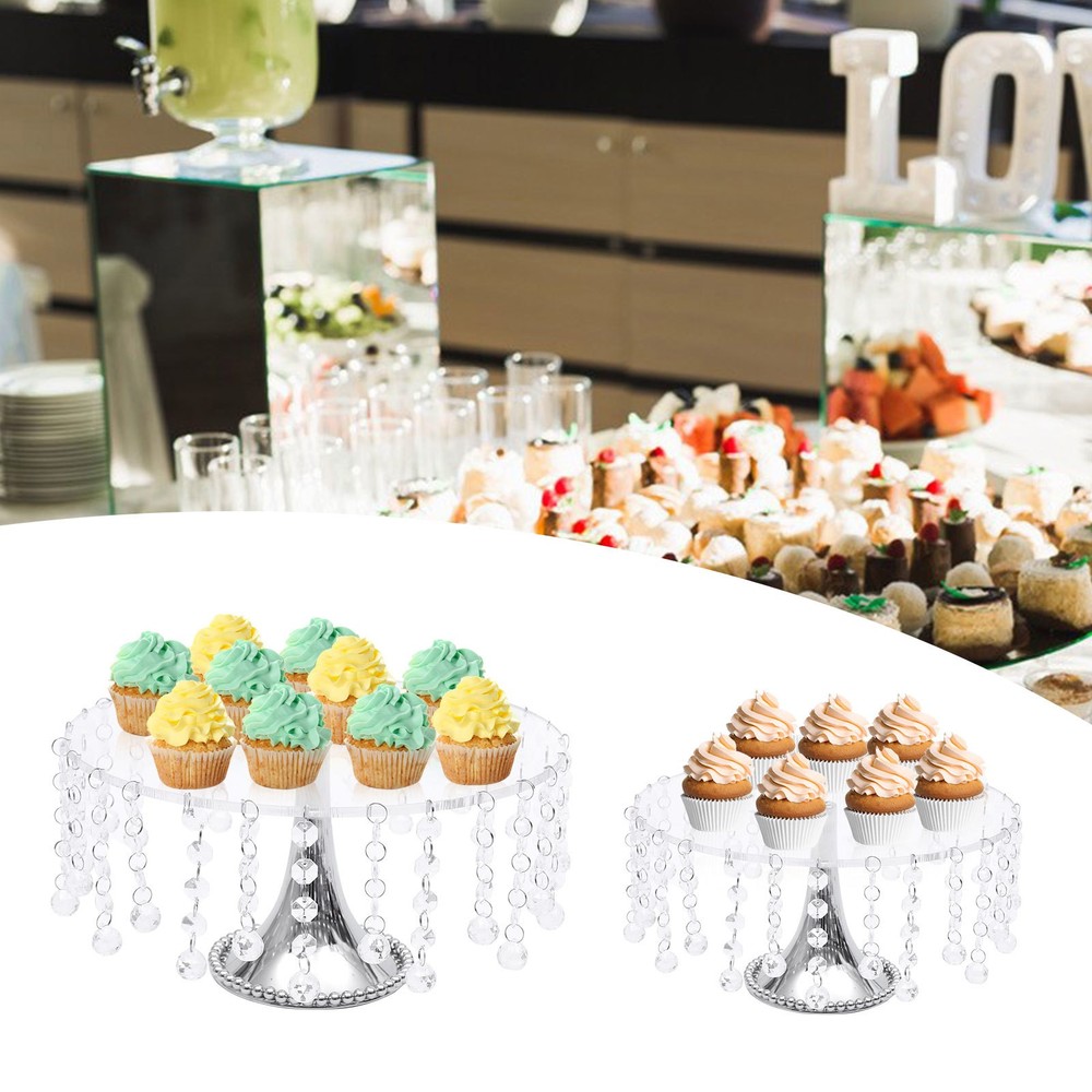 4-Piece Silver Round Cake Stand Set Detachable Metal Dessert Display