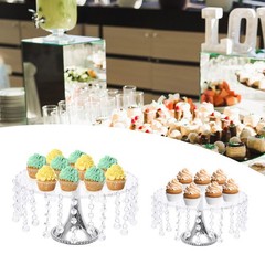 4-Piece Silver Round Cake Stand Set Detachable Metal Dessert Display