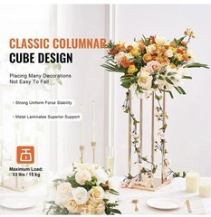 4PCS Gold Metal Wedding Flower Stand 31.5in Column Centerpiece Rack