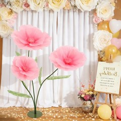 3 Heads Giant Floor Standing Artificial Hibiscus Flower With Base Wedding Event