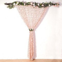 8×8 feet Embroidered Leaves Sequined Tulle Backdrop Curtain Panel Party Events