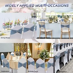 Dusty Blue Chair Sashes Pack of 50 Spandex Bands Wedding Banquet Party New