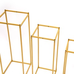 3 Durable Metal Wedding Flower Stands Rectangular Rack Vase Plant Golden Rack