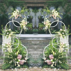 Set of 2 Oversized Round Wedding Arch Backdrop Metal Hoop Floral Stand Party Dec