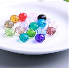 200Pcs Flat Round Faceted Crystal Beads Wheel Glass Beads Diy Loose Spacer 6mm