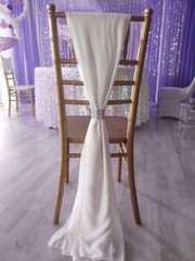 Wedding Decor Chiffon 2 Chair Sashes,2 Artificial Silk Rose Garland,12Ft Ribbon