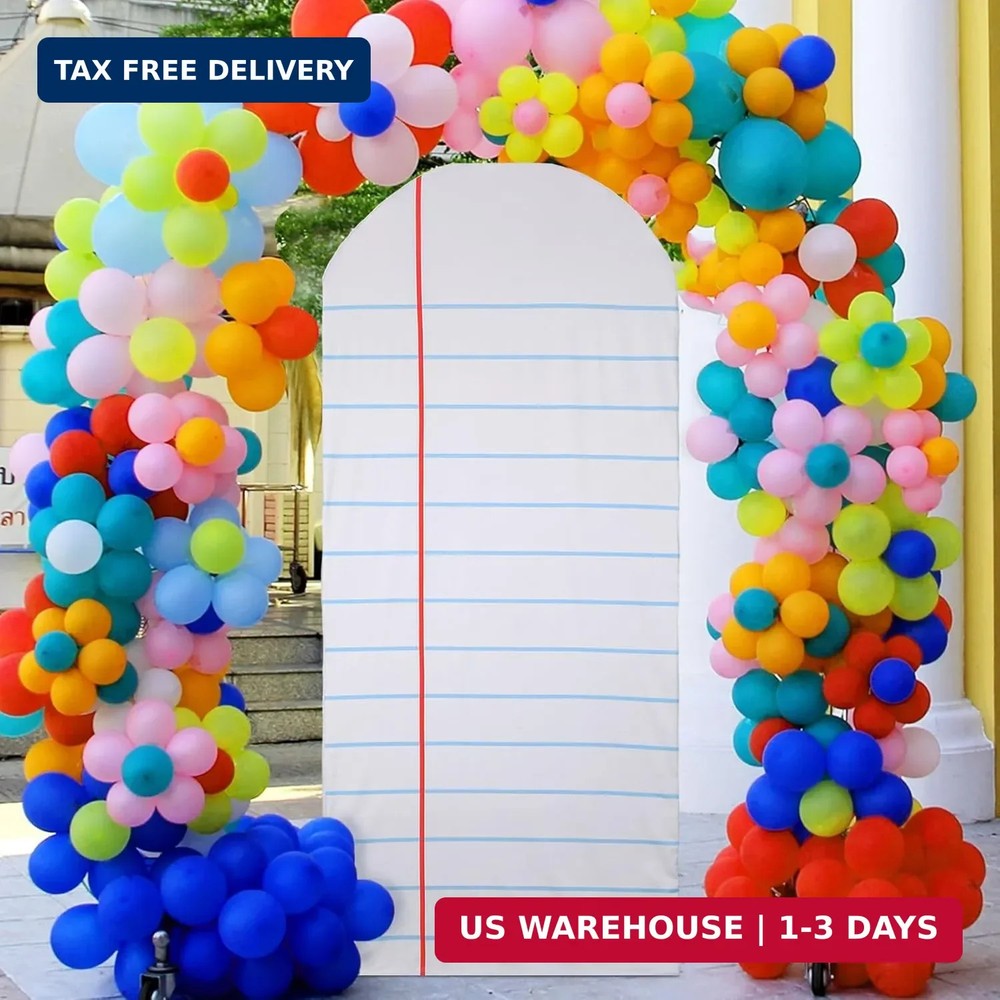 Breling 6.7ft Back to School Decoration Notebook Paper Arch Backdrop Cover Fitte