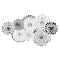 Hanging Paper Fans Party Set 8Pcs Decoration for Birthday(Silver White)
