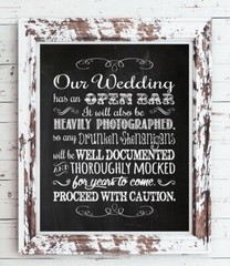 Wedding Decor OPEN BAR Print, Rustic Look Humorous 8×10 CARDSTOCK Print No Frame