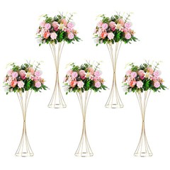 5Pcs Gold Wedding Flower Stand Metal Floor Table Trumpet Vase Centerpiece 19.7″H