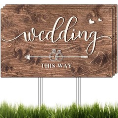 Wedding Direction Signs – 3 Pack Double-Sided Arrow Yard Signs with Metal Stakes