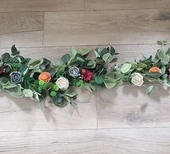 Burgundy Peach Arch Wedding Decor Table Runner Gray Sola Wood Flower Garland