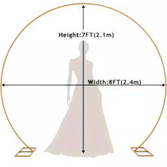 84 In. Gold Metal Circle Wedding Arch Frame Backdrop Trellis for Weddings, Valen