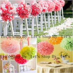 15pcs Mixed Size 4″ 8″ 12″ Tissue Paper Pom-Poms Flower Wedding Party Home Decor