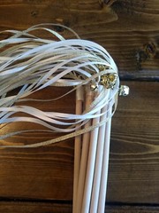 Lot of 10 Wedding Streamers Ribbon Wands Gold Ivory Bells