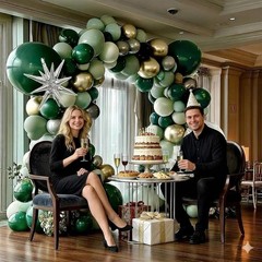Emerald Green Gold Balloons Dark Green Silver Gold Balloon Arch Dusty Green B…
