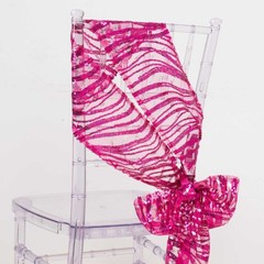 5 FUCHSIA SILVERD Wave Mesh Embroidered Sequins CHAIR SASHES Party Events