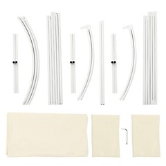 Wedding Arch White Steel Frame Beige Cover H Base Stable Outdoor Indoor