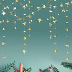 Glitter Gold Four-Angle Star Paper Garland Banner Décor 40 Feet Gold Twinkl