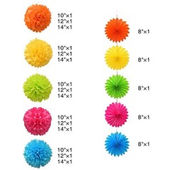 Paper Pom Poms Color Tissue Flowers Hanging Paper Fans Celebration Wedding