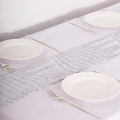 5 SILVER Tulle CHAIR SASHES Sequins Geometric Pattern Party Events Decorations