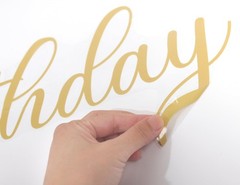 Happy Birthday Party Backdrop Wall Stickers, Gold Script Lettering with Arch …