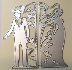 Wedding Couple Frame Metal Die Cuts, Lace Heart Bride and Groom Wedding Cutti…