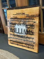 22”X 18”X 1.5”Anniversary, Wedding, Gift, Engraved, Music Sheet, Resin Top Coat!