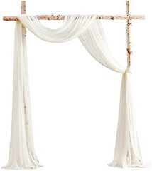 Wedding Arch Draping Fabric 2 Panels 20Ft Ivory Chiffon Fabric Drapes Arbor Drap