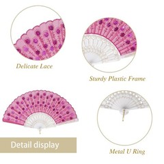QIRMIZI 10 PACK Fabric Folding Handheld Fans, Perfect for Weddings, Parties, …