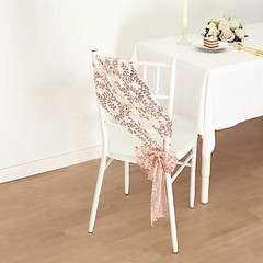 5 ROSE GOLD Embroidered Sequin CHAIR SASHES Party Events Decorations