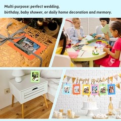 Pack Paper Picture Frames, 4×6 Colorful Photo Holder with Wooden Clips and 50