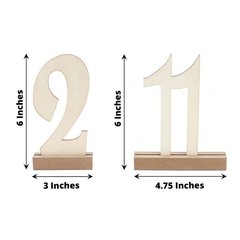 Natural 20 Wooden 6″ Table Numbers 1-20 Set Holder Base Party Events Decorations