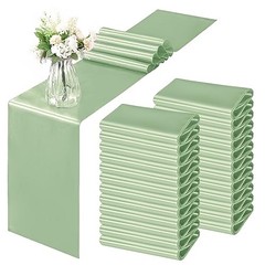 Pack Satin Table Runner 12 x 108 Inch, Smooth Table Runners for 24 Sage Green