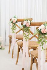 Pink Pew Flowers Set of 10 – Wedding Aisle Decor with Eucalyptus & Ribbons