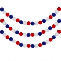 2m Plush Ball Garland Red White Blue for Celebration Day Festive Party Setup