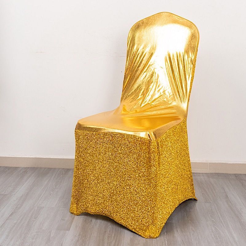 Metallic Tinsel Spandex Stretchable Banquet Chair Cover Sash Band Buckle Party