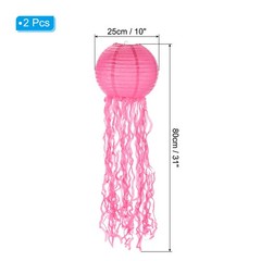 2Pcs 31x10in Jellyfish Paper Lantern, Rose Red