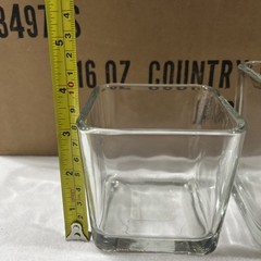 12 pcs Mixed (6) 3.5” & (6) 4” Square Clear Glass Wedding Centerpieces Vase NIB